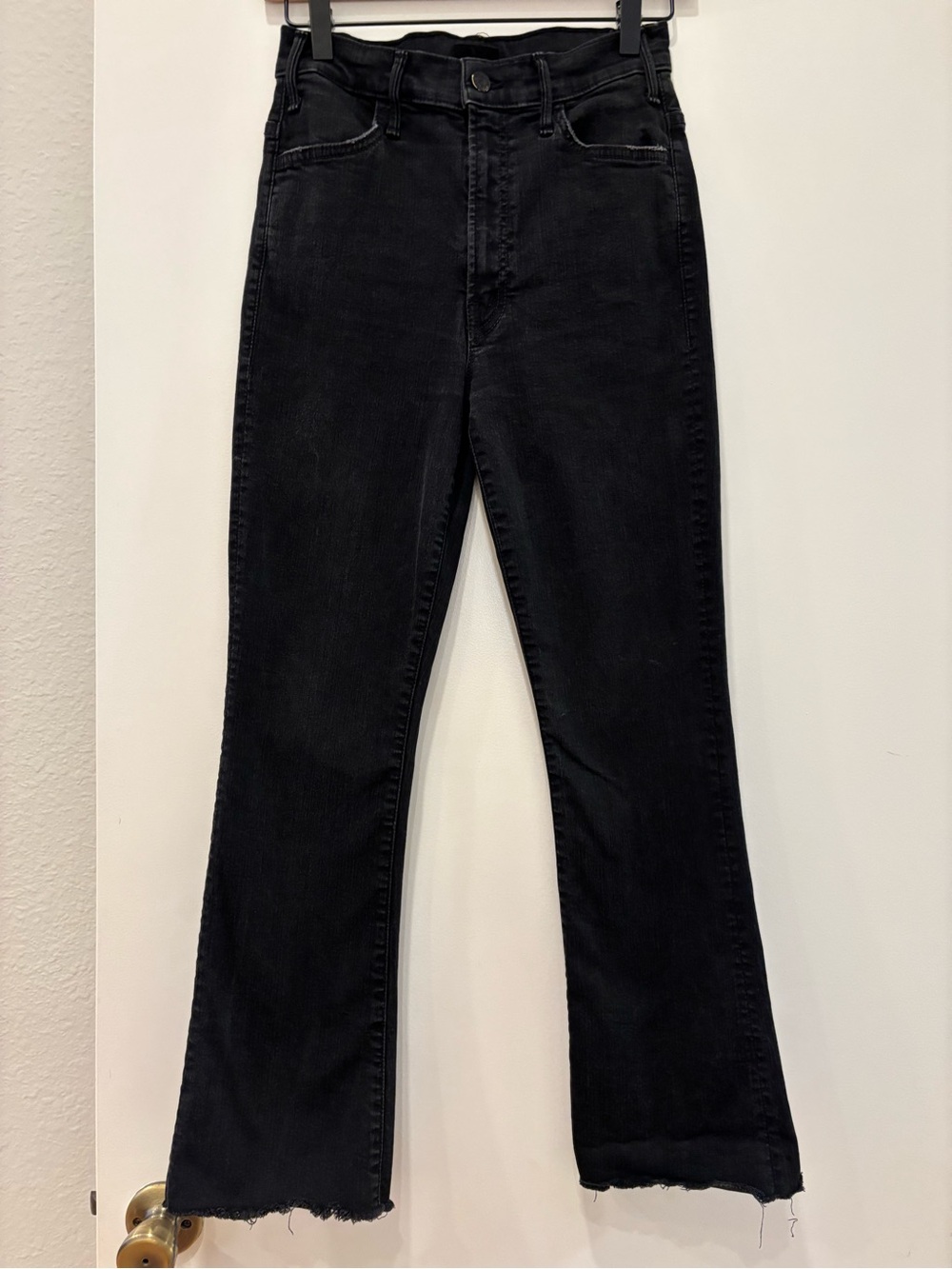 MOTHER The Hustler Ankle Fray Not Guilty Wash High-Rise Flare Jeans stretch